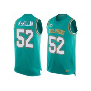 Men's Nike Miami Dolphins #52 Raekwon McMillan Limited Aqua Green Player Name & Number Tank Top NFL Jersey