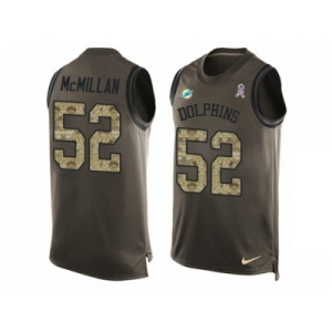 Men's Nike Miami Dolphins #52 Raekwon McMillan Limited Green Salute to Service Tank Top NFL Jersey