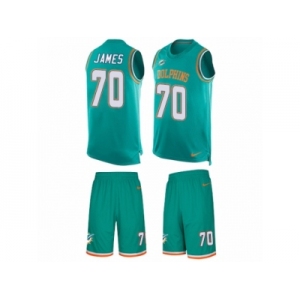 Men's Nike Miami Dolphins #70 Ja'Wuan James Limited Aqua Green Tank Top Suit NFL Jersey