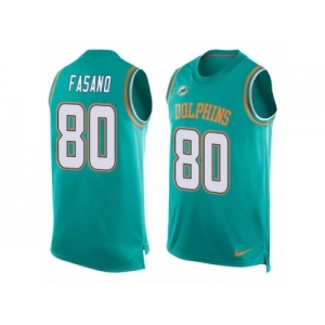 Men's Nike Miami Dolphins #80 Anthony Fasano Limited Aqua Green Player Name & Number Tank Top NFL Jersey