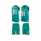 Men's Nike Miami Dolphins #91 Cameron Wake Limited Aqua Green Tank Top Suit NFL Jersey