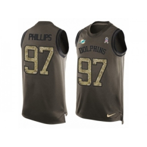 Men's Nike Miami Dolphins #97 Jordan Phillips Limited Green Salute to Service Tank Top NFL Jersey