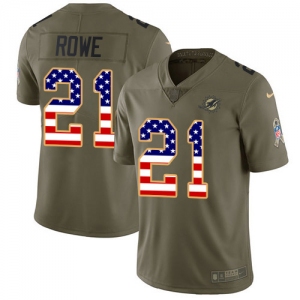 Nike Dolphins #21 Eric Rowe Olive USA Flag Men's Stitched NFL Limited 2017 Salute To Service Jersey