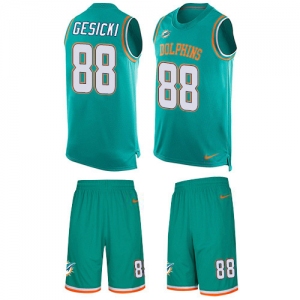 Nike Dolphins #88 Mike Gesicki Aqua Green Team Color Men's Stitched NFL Limited Tank Top Suit Jersey