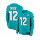 Nike Miami Dolphins #12 Bob Griese Limited Aqua Therma Long Sleeve NFL Jersey