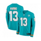 Nike Miami Dolphins #13 Dan Marino Limited Aqua Therma Long Sleeve NFL Jersey