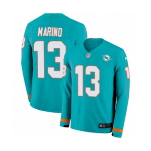 Nike Miami Dolphins #13 Dan Marino Limited Aqua Therma Long Sleeve NFL Jersey