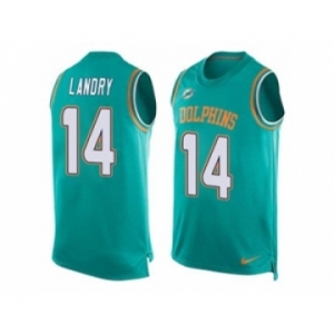 Nike Miami Dolphins #14 Jarvis Landry Aqua Green Team Color Men's Stitched NFL Limited Tank Top Jersey