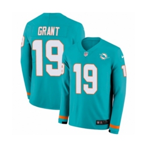 Nike Miami Dolphins #19 Jakeem Grant Limited Aqua Therma Long Sleeve NFL Jersey