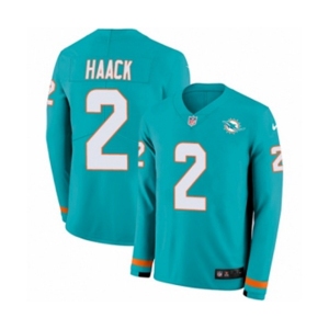 Nike Miami Dolphins #2 Matt Haack Limited Aqua Therma Long Sleeve NFL Jersey