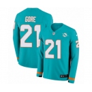 Nike Miami Dolphins #21 Frank Gore Limited Aqua Therma Long Sleeve NFL Jersey