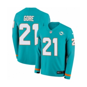 Nike Miami Dolphins #21 Frank Gore Limited Aqua Therma Long Sleeve NFL Jersey