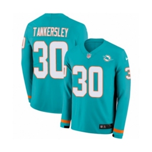 Nike Miami Dolphins #30 Cordrea Tankersley Limited Aqua Therma Long Sleeve NFL Jersey