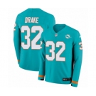 Nike Miami Dolphins #32 Kenyan Drake Limited Aqua Therma Long Sleeve NFL Jersey