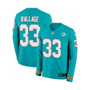 Nike Miami Dolphins #33 Kalen Ballage Limited Aqua Therma Long Sleeve NFL Jersey