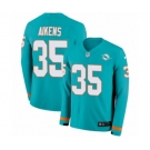 Nike Miami Dolphins #35 Walt Aikens Limited Aqua Therma Long Sleeve NFL Jersey