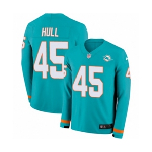 Nike Miami Dolphins #45 Mike Hull Limited Aqua Therma Long Sleeve NFL Jersey