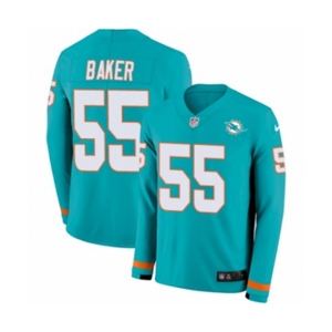 Nike Miami Dolphins #55 Jerome Baker Limited Aqua Therma Long Sleeve NFL Jersey
