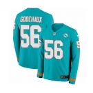 Nike Miami Dolphins #56 Davon Godchaux Limited Aqua Therma Long Sleeve NFL Jersey