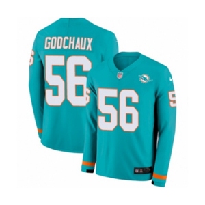 Nike Miami Dolphins #56 Davon Godchaux Limited Aqua Therma Long Sleeve NFL Jersey