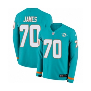 Nike Miami Dolphins #70 Ja'Wuan James Limited Aqua Therma Long Sleeve NFL Jersey