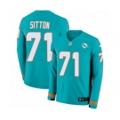 Nike Miami Dolphins #71 Josh Sitton Limited Aqua Therma Long Sleeve NFL Jersey