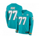 Nike Miami Dolphins #77 Adam Joseph Duhe Limited Aqua Therma Long Sleeve NFL Jersey