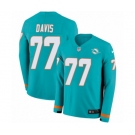 Nike Miami Dolphins #77 Jesse Davis Limited Aqua Therma Long Sleeve NFL Jersey