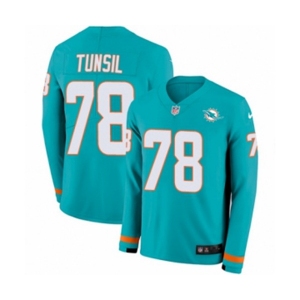 Nike Miami Dolphins #78 Laremy Tunsil Limited Aqua Therma Long Sleeve NFL Jersey