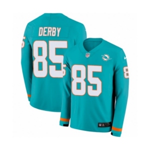 Nike Miami Dolphins #85 A.J. Derby Limited Aqua Therma Long Sleeve NFL Jersey