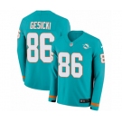 Nike Miami Dolphins #86 Mike Gesicki Limited Aqua Therma Long Sleeve NFL Jersey