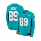 Nike Miami Dolphins #89 Nat Moore Limited Aqua Therma Long Sleeve NFL Jersey