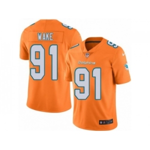 Nike Miami Dolphins #91 Cameron Wake Orange Men's Stitched NFL Limited Rush Jersey