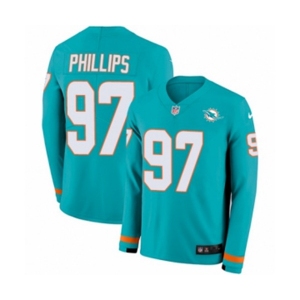 Nike Miami Dolphins #97 Jordan Phillips Limited Aqua Therma Long Sleeve NFL Jersey