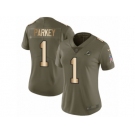 Women Nike Miami Dolphins #1 Cody Parkey Limited Olive Gold 2017 Salute to Service NFL Jersey