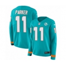 Women Nike Miami Dolphins #11 DeVante Parker Limited Aqua Therma Long Sleeve NFL Jersey