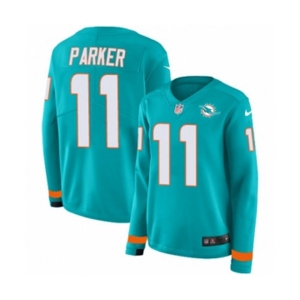 Women Nike Miami Dolphins #11 DeVante Parker Limited Aqua Therma Long Sleeve NFL Jersey