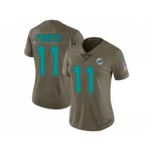 Women Nike Miami Dolphins #11 DeVante Parker Olive Stitched NFL Limited 2017 Salute to Service Jersey