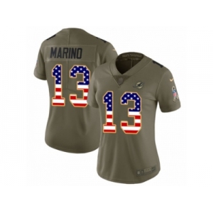 Women Nike Miami Dolphins #13 Dan Marino Limited Olive USA Flag 2017 Salute to Service NFL Jersey