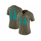 Women Nike Miami Dolphins #14 Jarvis Landry Olive Stitched NFL Limited 2017 Salute to Service Jersey