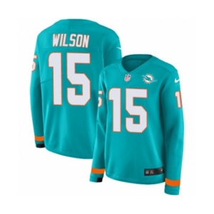 Women Nike Miami Dolphins #15 Albert Wilson Limited Aqua Therma Long Sleeve NFL Jersey