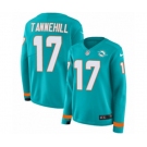 Women Nike Miami Dolphins #17 Ryan Tannehill Limited Aqua Therma Long Sleeve NFL Jersey