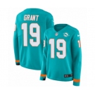 Women Nike Miami Dolphins #19 Jakeem Grant Limited Aqua Therma Long Sleeve NFL Jersey