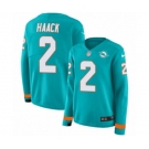 Women Nike Miami Dolphins #2 Matt Haack Limited Aqua Therma Long Sleeve NFL Jersey