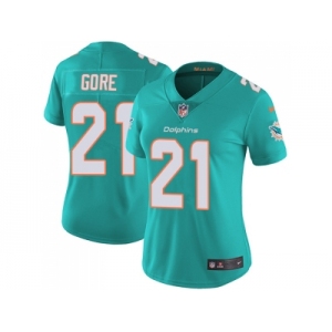 Women Nike Miami Dolphins #21 Frank Gore Aqua Green Team Color Stitched NFL Vapor Untouchable Limited Jersey