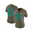 Women Nike Miami Dolphins #21 Frank Gore Olive Stitched NFL Limited 2017 Salute to Service Jersey