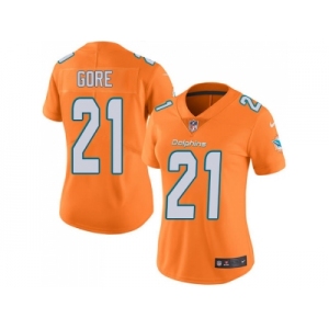 Women Nike Miami Dolphins #21 Frank Gore Orange Stitched NFL Limited Rush Jersey