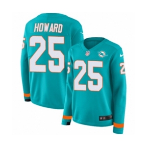 Women Nike Miami Dolphins #25 Xavien Howard Limited Aqua Therma Long Sleeve NFL Jersey