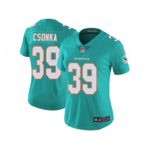 Women Nike Miami Dolphins #39 Larry Csonka Aqua Green Team Color Stitched NFL Vapor Untouchable Limited Jersey