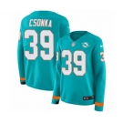 Women Nike Miami Dolphins #39 Larry Csonka Limited Aqua Therma Long Sleeve NFL Jersey